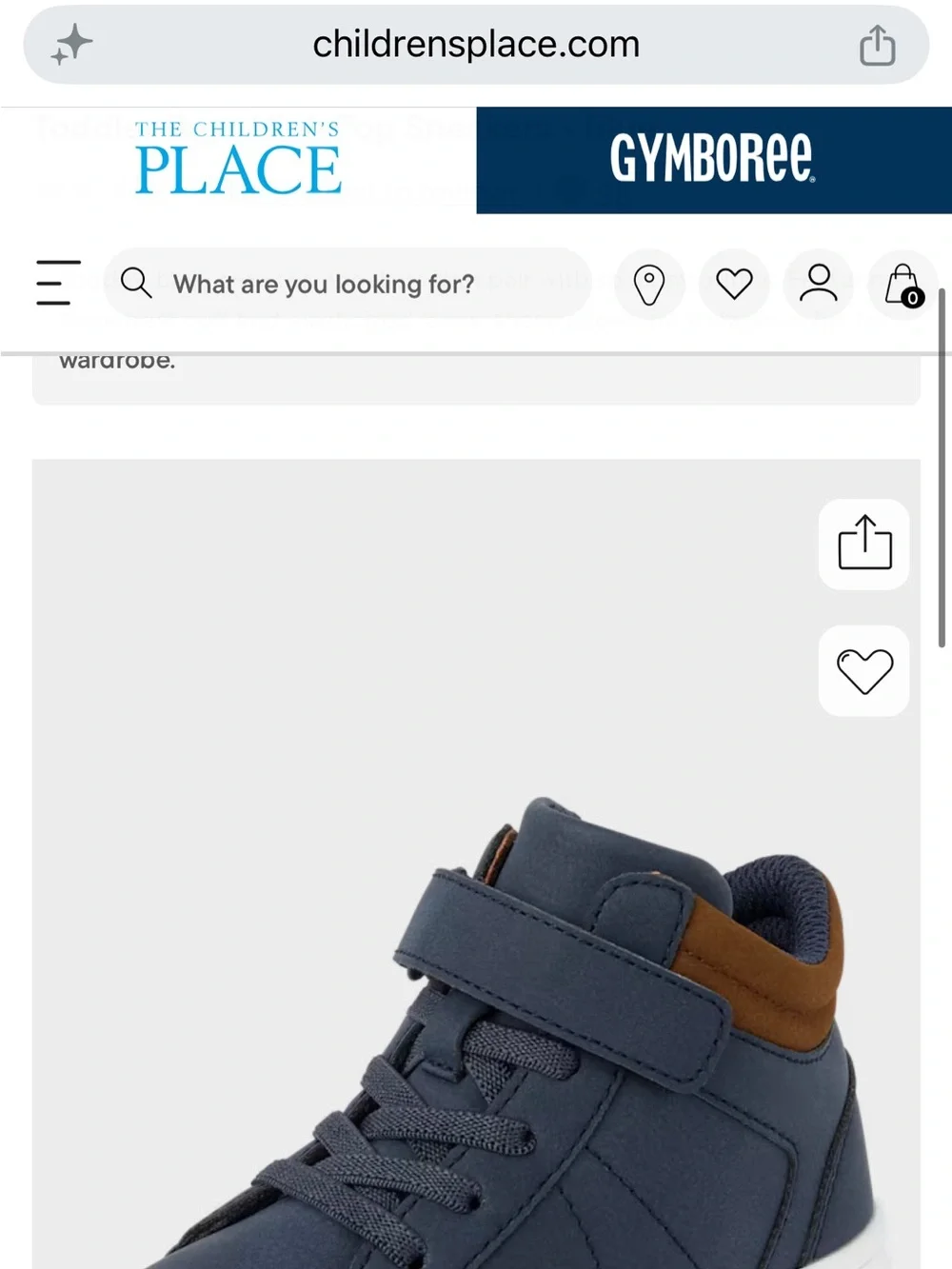 The Children's Place Navy High-Top Sneakers with Tan Accent